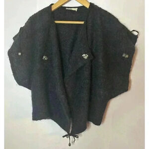 LeBlanc Mouton Cape Sweater OS Mohair Blend Black Purple Avant Garde Artsy Cozy